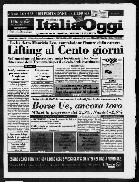 Italia oggi : quotidiano di economia finanza e politica